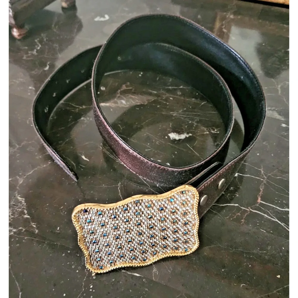 Ladies Bronze Belt With Rhinestone Buckle